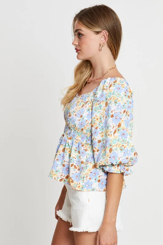 print-smock-top-short-sleeve-wc1538a-34pb