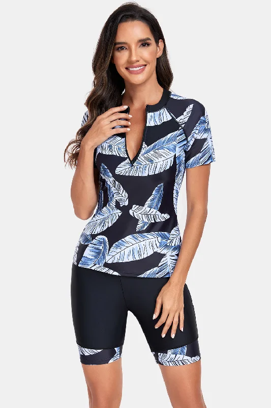 printed-round-neck-short-sleeve-two-piece-swim-set