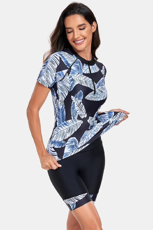 printed-round-neck-short-sleeve-two-piece-swim-set