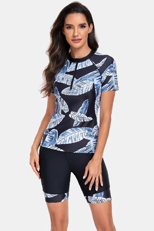 printed-round-neck-short-sleeve-two-piece-swim-set