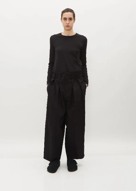 Tuck Gathered Pants — Black