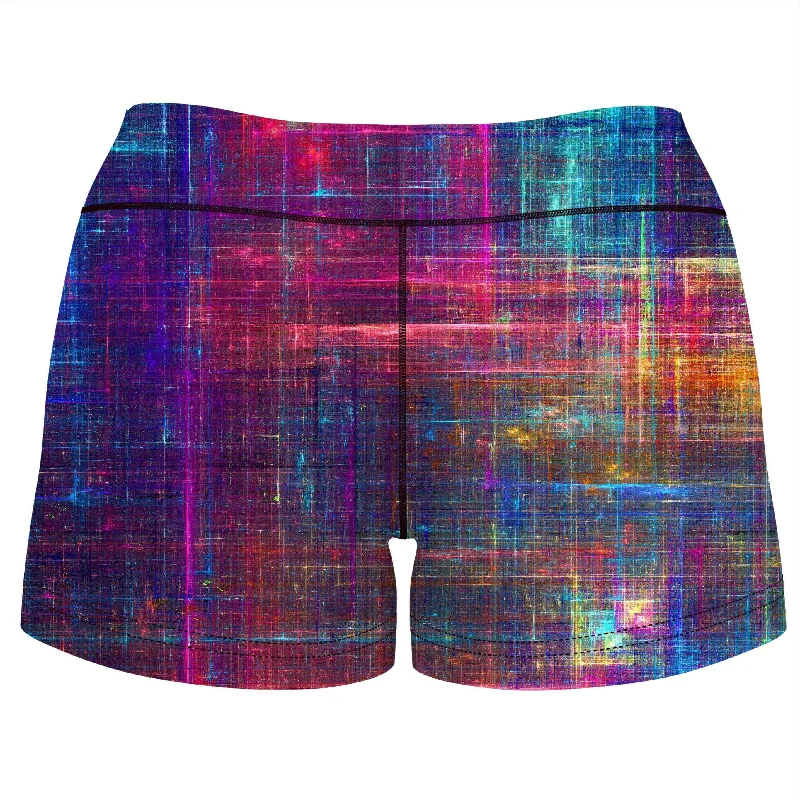 psychedelic-matrix-rainbow-high-waisted-womens-shorts