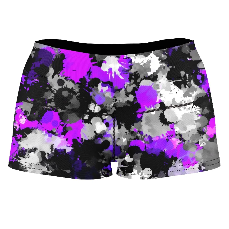 Purple Drip High-Waisted Women's Shorts