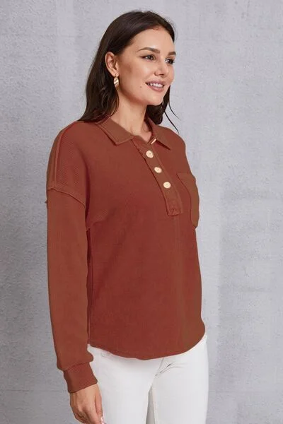 quarter-button-dropped-shoulder-sweatshirt