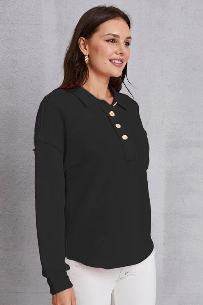 quarter-button-dropped-shoulder-sweatshirt