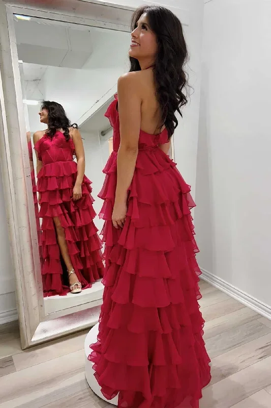 red-halter-ruffle-tiered-chiffon-prom-dress-with-slit