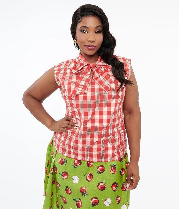 retrolicious-plus-size-1950s-red-white-gingham-cotton-bow-top