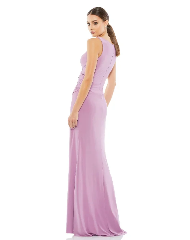 ruched-stretch-jersey-v-neck-gown-lilac