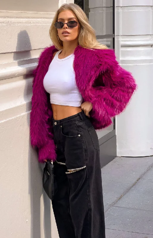 Sophie Purple Faux Fur Jacket