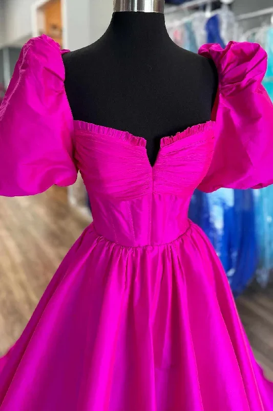 square-neck-fuchsia-puff-sleeves-a-line-prom-dress