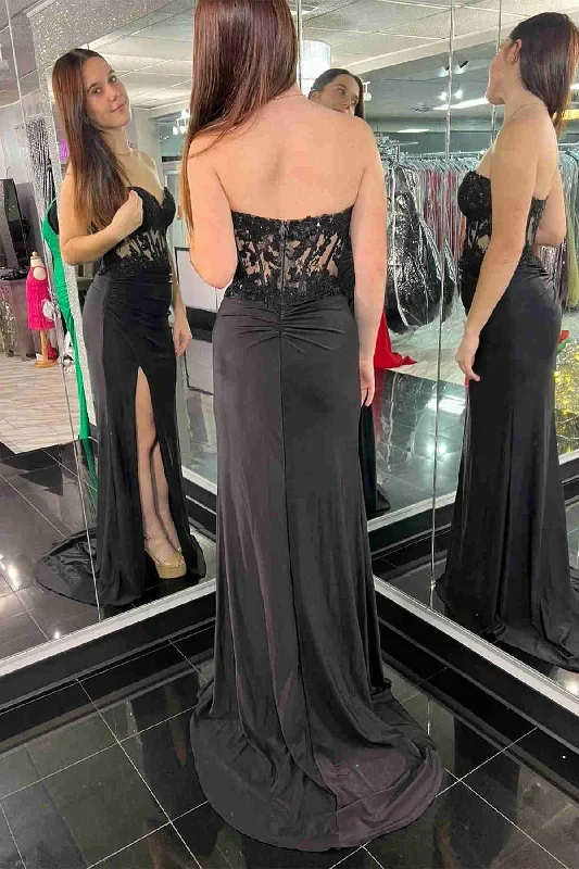 sweetheart-black-sheer-lace-corset-long-prom-dress