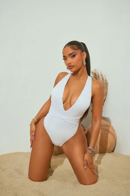 Tahlia Ribbed 1 Piece Swimsuit - White