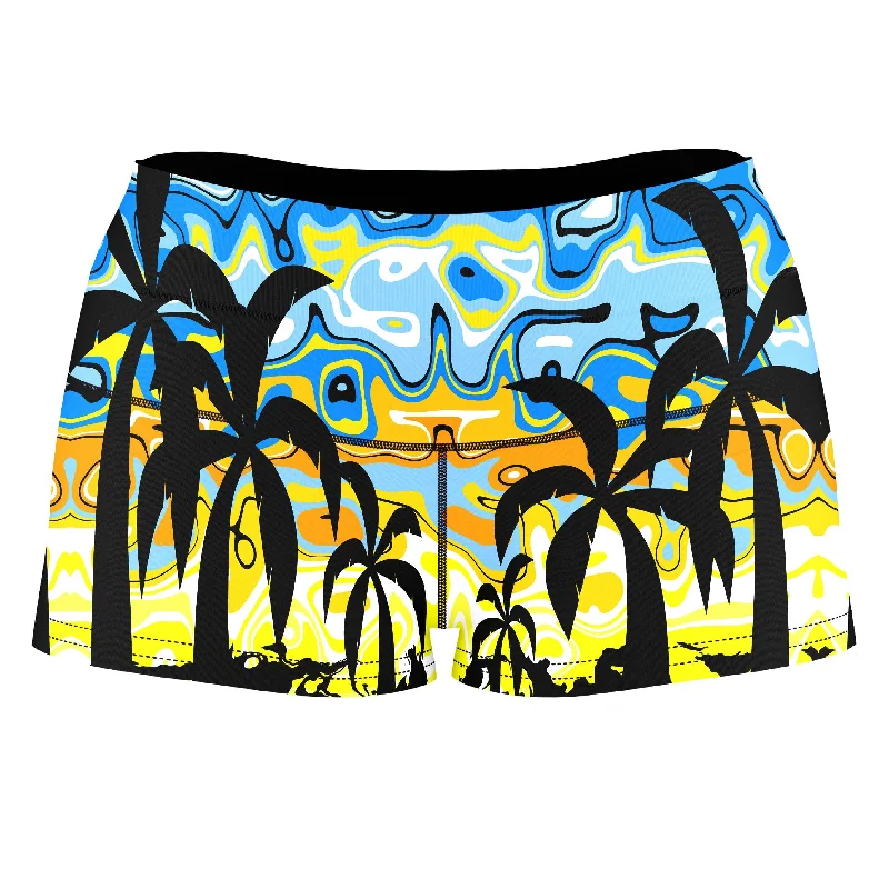 Tropical Night High-Waisted Women's Shorts