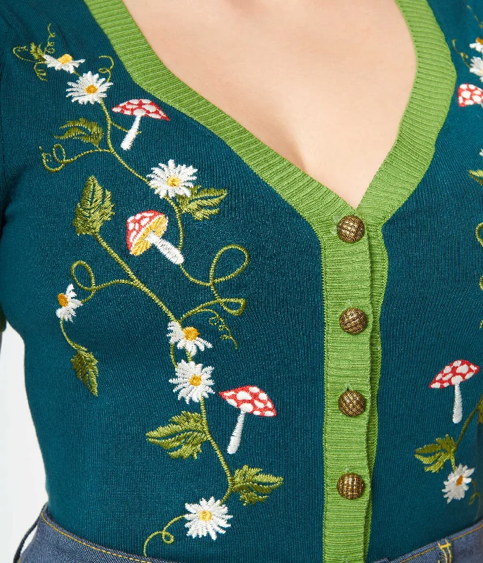 unique-vintage-teal-mushroom-daisy-embroidered-cardigan