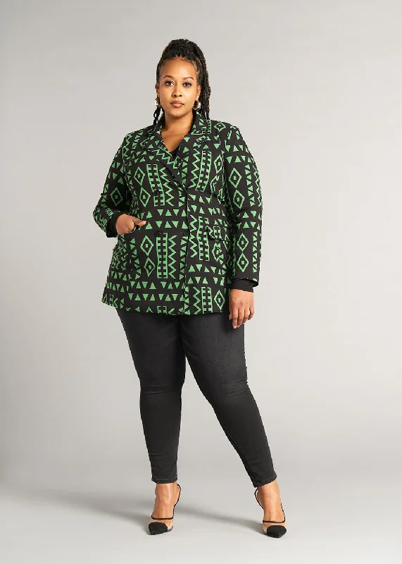 uyai-womens-african-print-stretch-blazer-moss-black-geometric