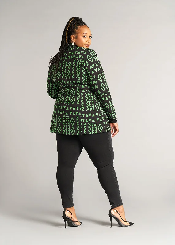 uyai-womens-african-print-stretch-blazer-moss-black-geometric