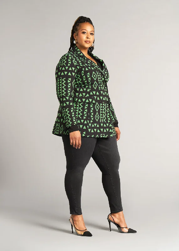 uyai-womens-african-print-stretch-blazer-moss-black-geometric