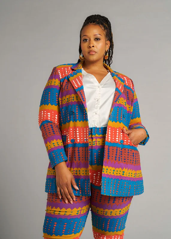 uyai-womens-african-print-stretch-blazer-orange-teal-adire