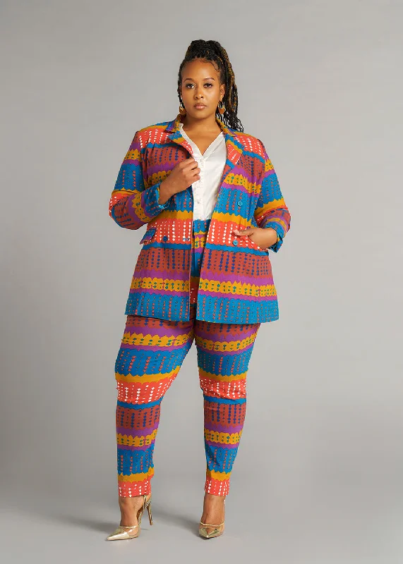 uyai-womens-african-print-stretch-blazer-orange-teal-adire