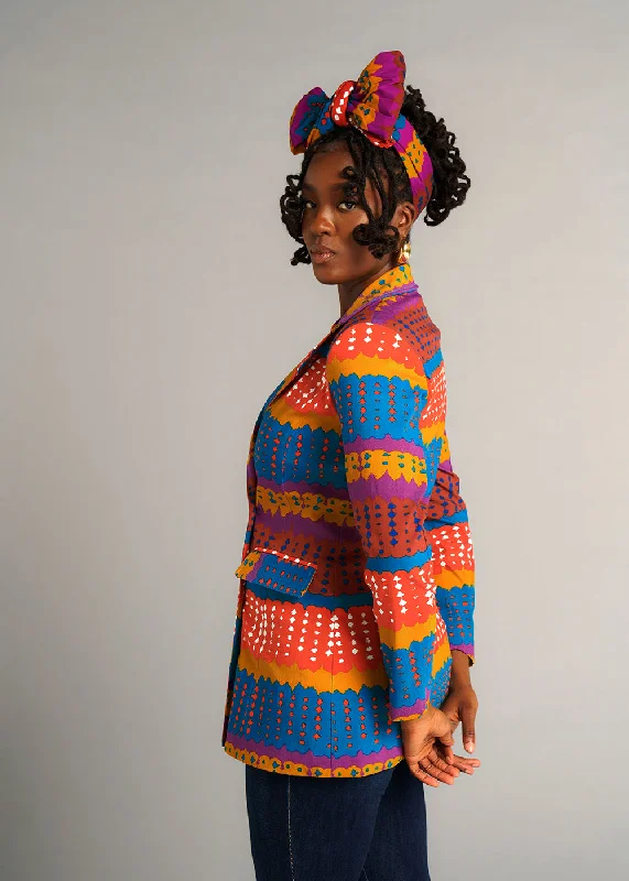 uyai-womens-african-print-stretch-blazer-orange-teal-adire