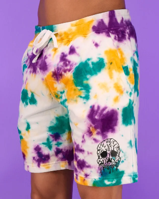 Wax Skull Tie Dye Fleece Shorts