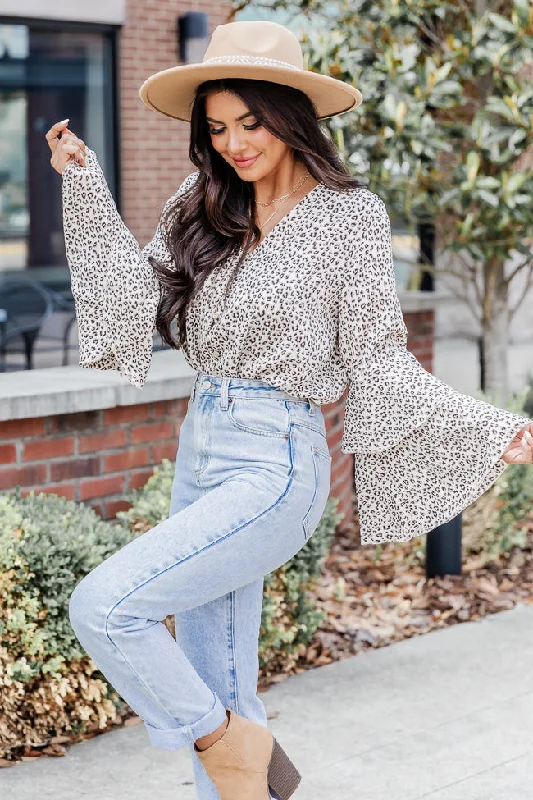 Win My Heart Leopard Print Bell Sleeve Bodysuit