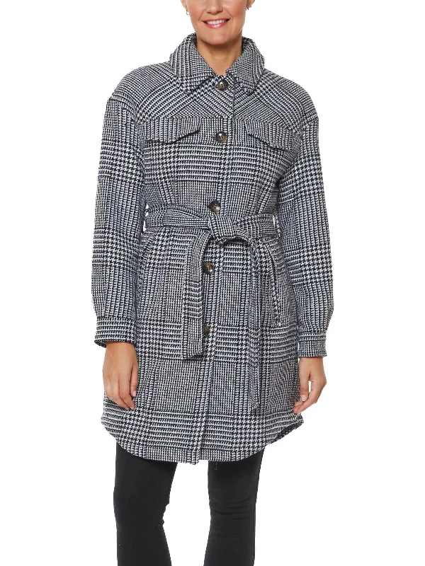 Womens Houndstooth Warm Wool Coat